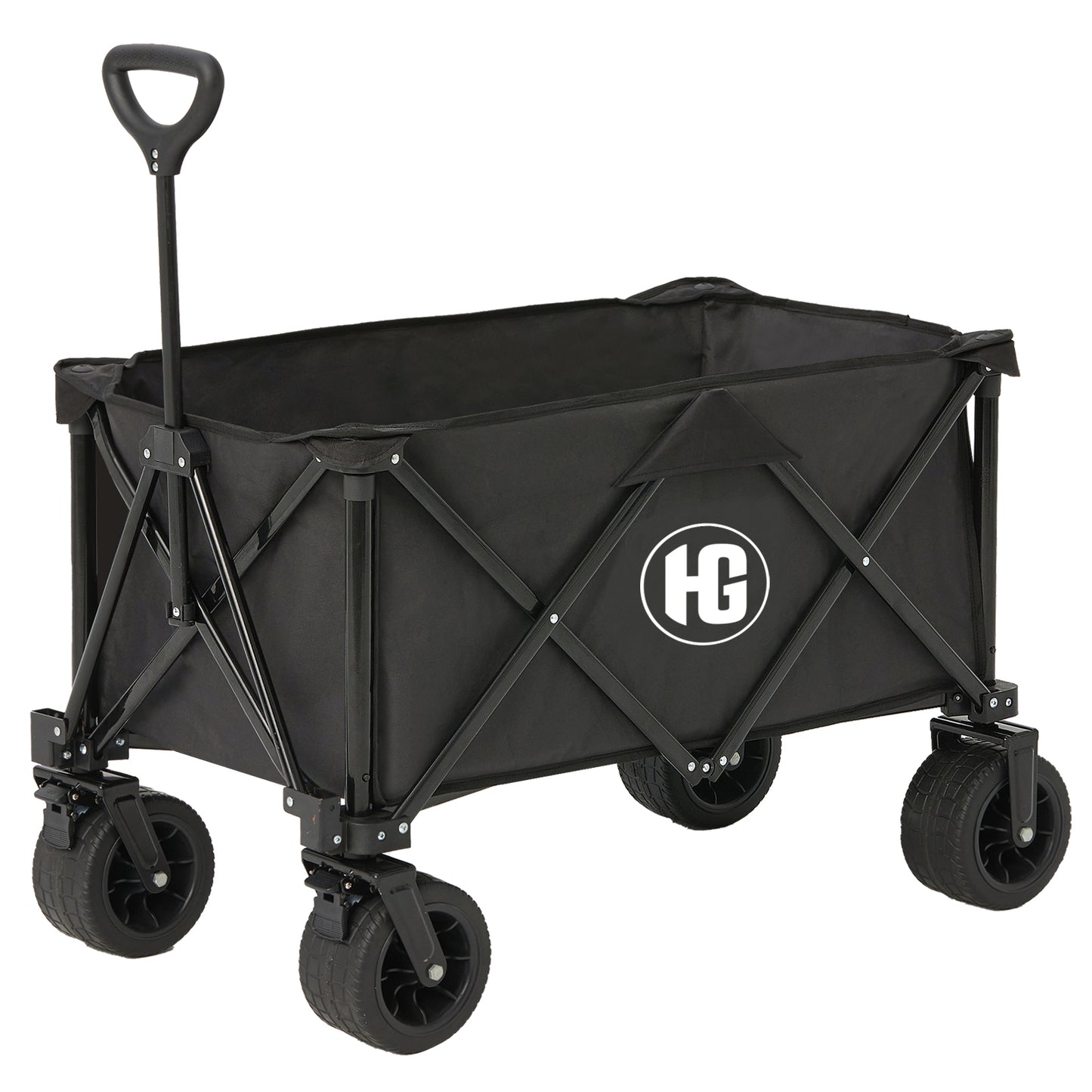 HG Wagons Carts Foldable Collapsible Wagon with Wheels, Collapsible Utility Wagon Cart, Folding Wagon with Wheels Portable for Outdoor Camping Sports Park Groceries,Graphite