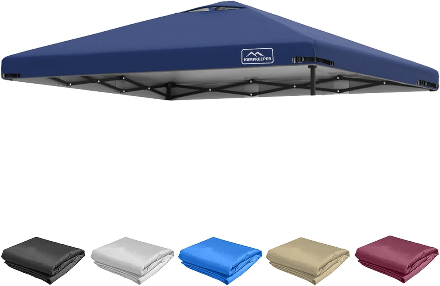 KAMPKEEPER 10x10 Replacement Top Pop Up Canopy Tent Top Cover Roof with Air Vent and Adjustable Elastic Strap, Polyester UV Waterproof for Outdoor Garden Patio Pavilion Sun Shade(Top Only) (Khaki)