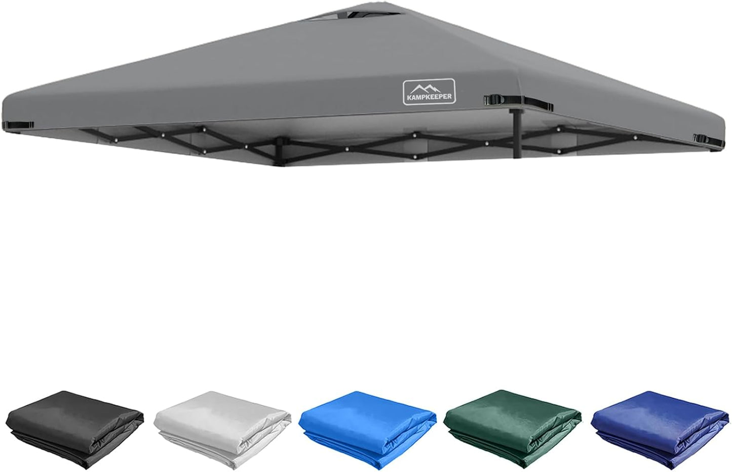 KAMPKEEPER 10x10 Replacement Top Pop Up Canopy Tent Top Cover Roof with Air Vent and Adjustable Elastic Strap, Polyester UV Waterproof for Outdoor Garden Patio Pavilion Sun Shade(Top Only) (Khaki)