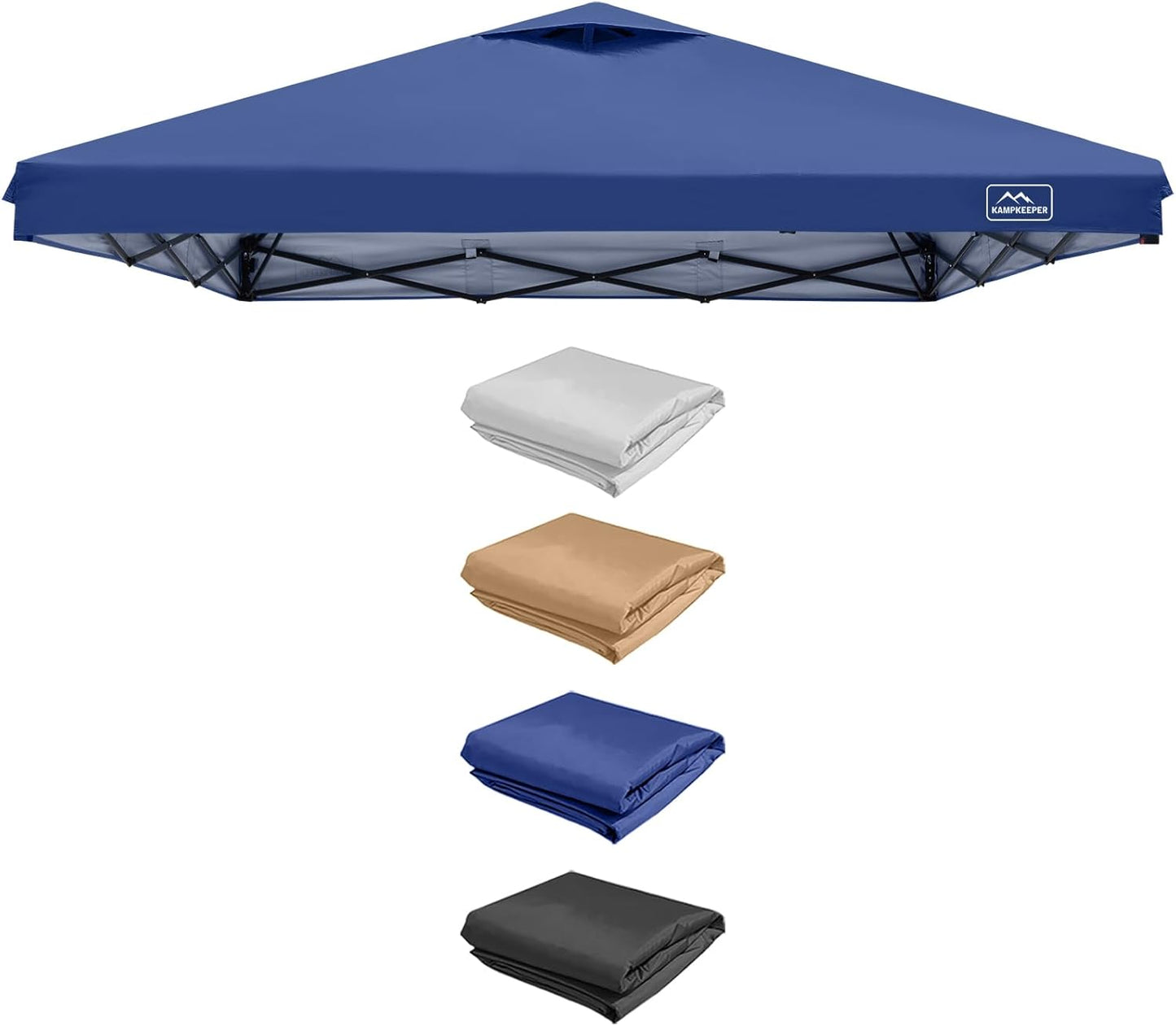 KAMPKEEPER 10x10 Replacement Top Pop Up Canopy Tent Top Cover Roof with Air Vent and Adjustable Elastic Strap, Polyester UV Waterproof for Outdoor Garden Patio Pavilion Sun Shade(Top Only) (Khaki)