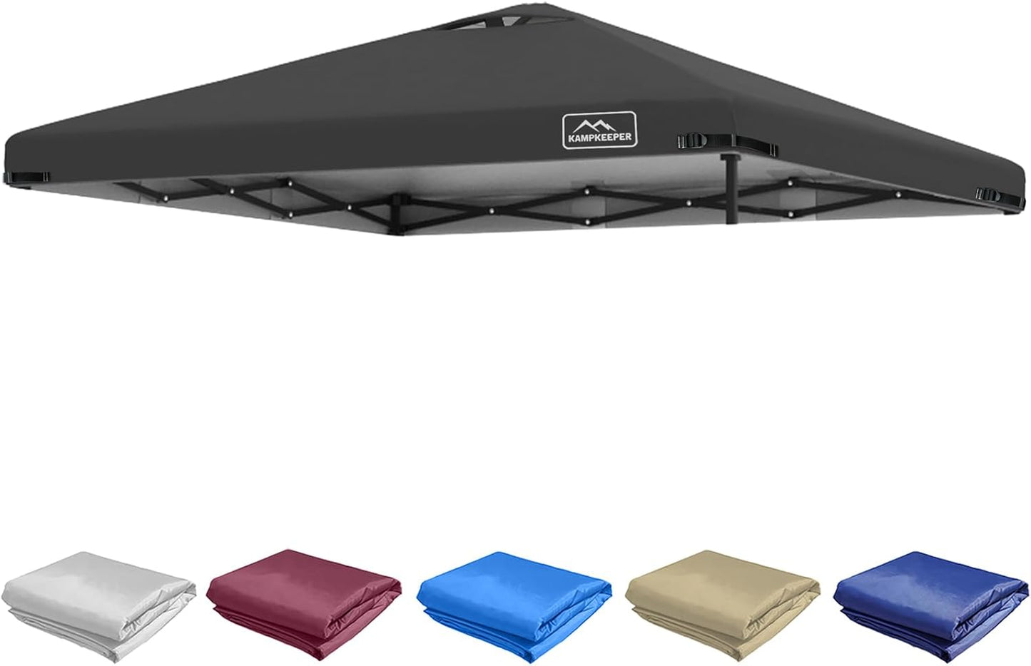 KAMPKEEPER 10x10 Replacement Top Pop Up Canopy Tent Top Cover Roof with Air Vent and Adjustable Elastic Strap, Polyester UV Waterproof for Outdoor Garden Patio Pavilion Sun Shade(Top Only) (Khaki)