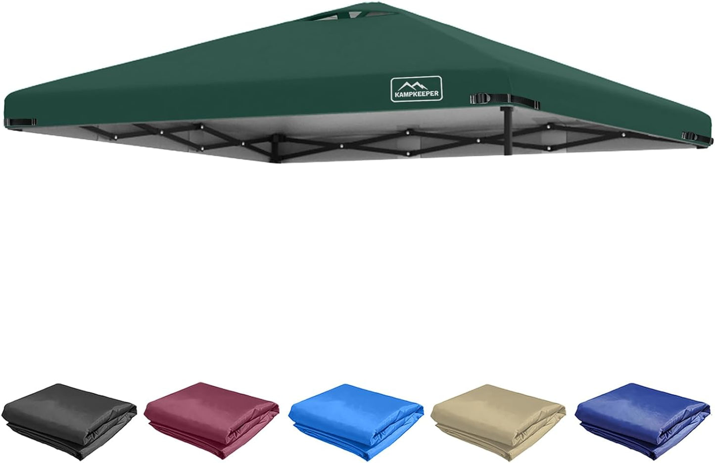 KAMPKEEPER 10x10 Replacement Top Pop Up Canopy Tent Top Cover Roof with Air Vent and Adjustable Elastic Strap, Polyester UV Waterproof for Outdoor Garden Patio Pavilion Sun Shade(Top Only) (Khaki)