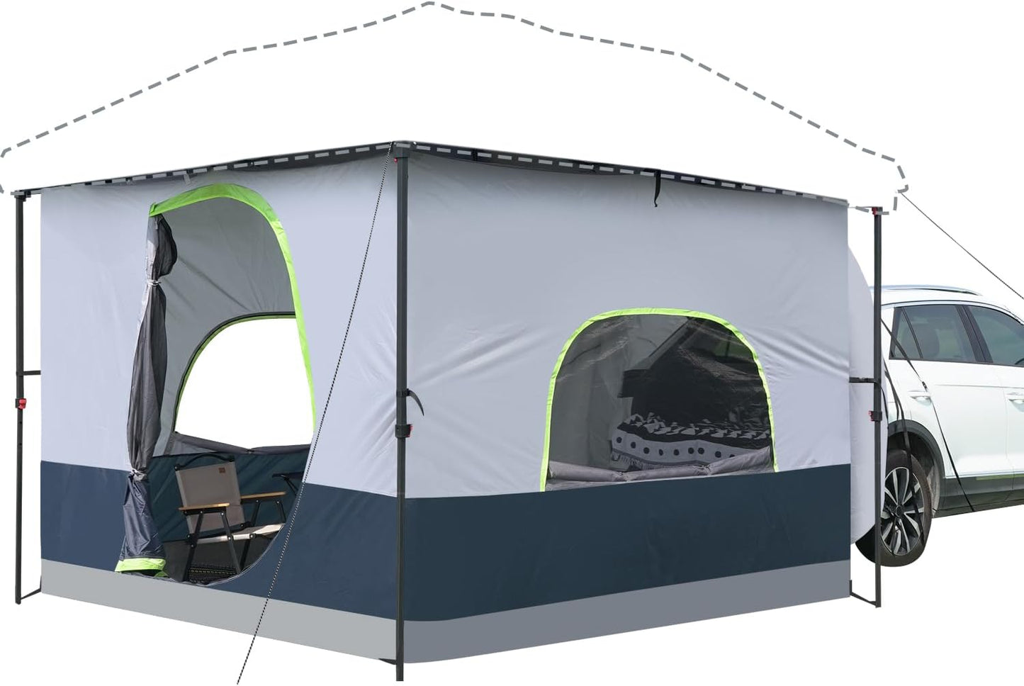 UNP Camping Cube Tent 10'x10' - Converts 10' Straight Leg Canopy into Camping Tent - Connect Jeep & SUV Tailgate - Ocean Blue (Canopy Pole/Shelter NOT Included)(副本)