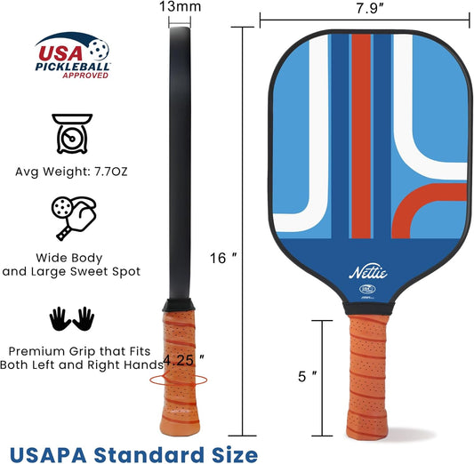 Pickleball Paddles Set of 1/2/4, USAPA Approved Stylish Carbon Fiber Pickleball Paddle with 13mm Polymer Honeycomb Core - Vibrant & Lightweight Pickleball Set for Women Beginners