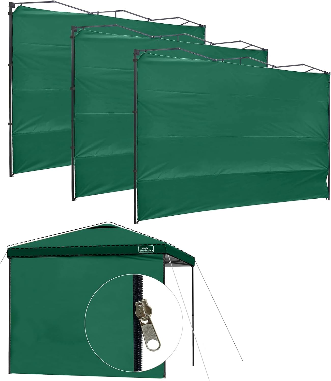 KAMPKEEPER Instant 10X10 Canopy Sidewalls with Zipper for Pop Up Canopy Frame, 3Pack Sunwalls fit 10' Outdoor Canopies with Straight Leg (White)