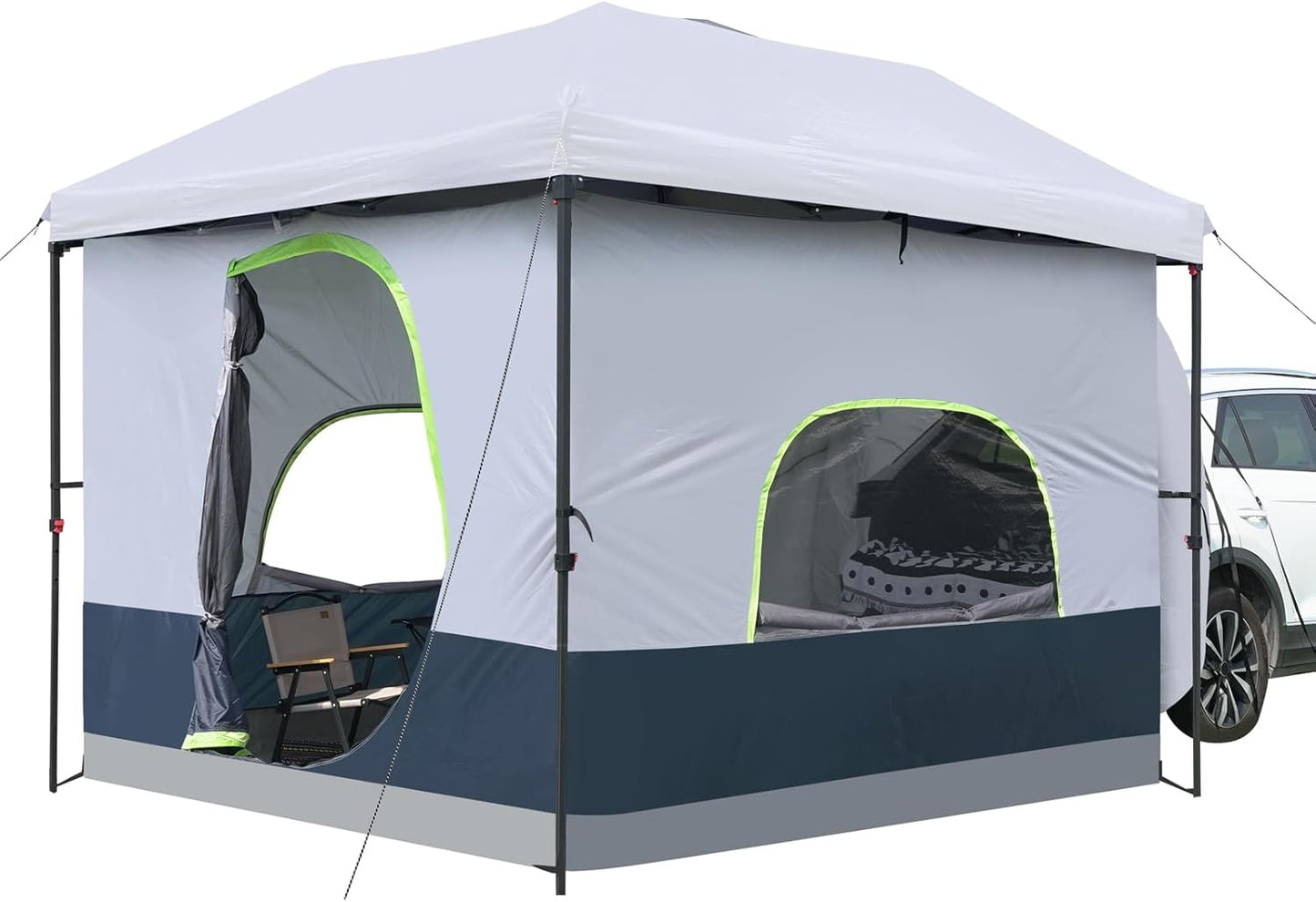 UNP SUV Tent Camping Cube for 10'x10' Pop Up Canopy - Tailgate Tent Vented Roof - Cabin Tents for 4-6 Person Car Camping - Ocean Blue (Frame/Shelter Awning NOT Included)
