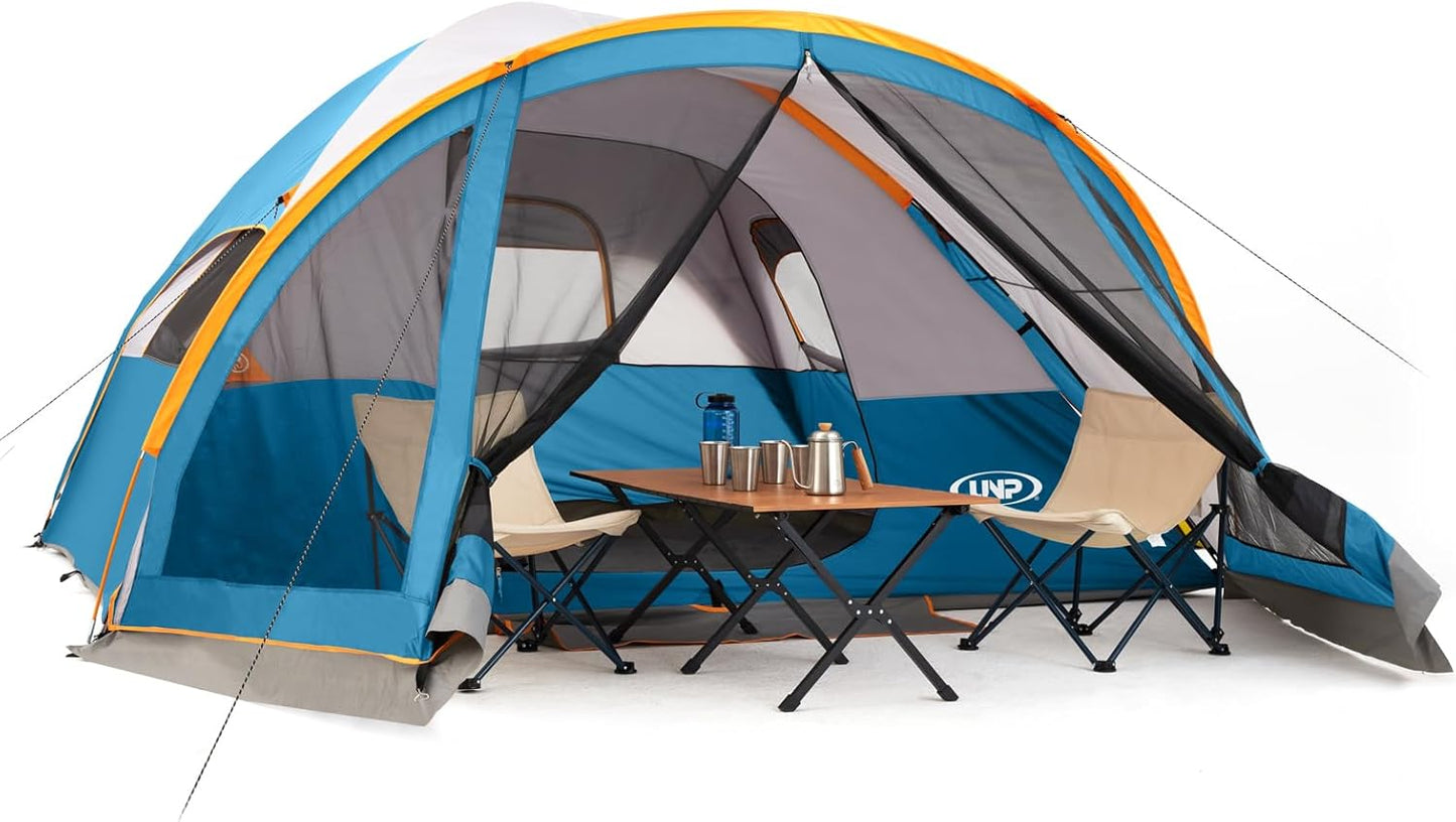 UNP Camping Tent with Screen Room, Portable 6 Person Camping Tent with Screen Porch, Family Dome Tent for Camping Outdoor - 14'x11'x72''(H)