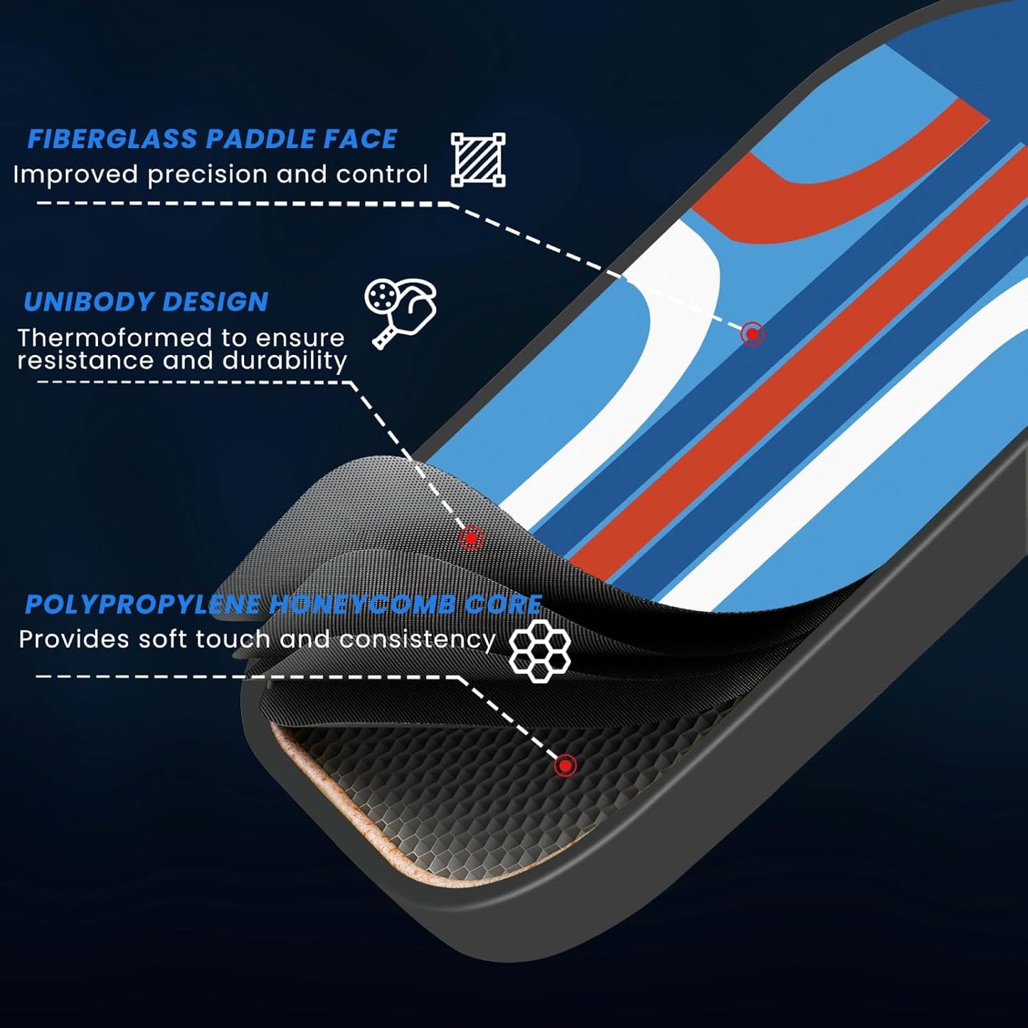 Pickleball Paddles Set of 1/2/4, USAPA Approved Stylish Carbon Fiber Pickleball Paddle with 13mm Polymer Honeycomb Core - Vibrant & Lightweight Pickleball Set for Women Beginners