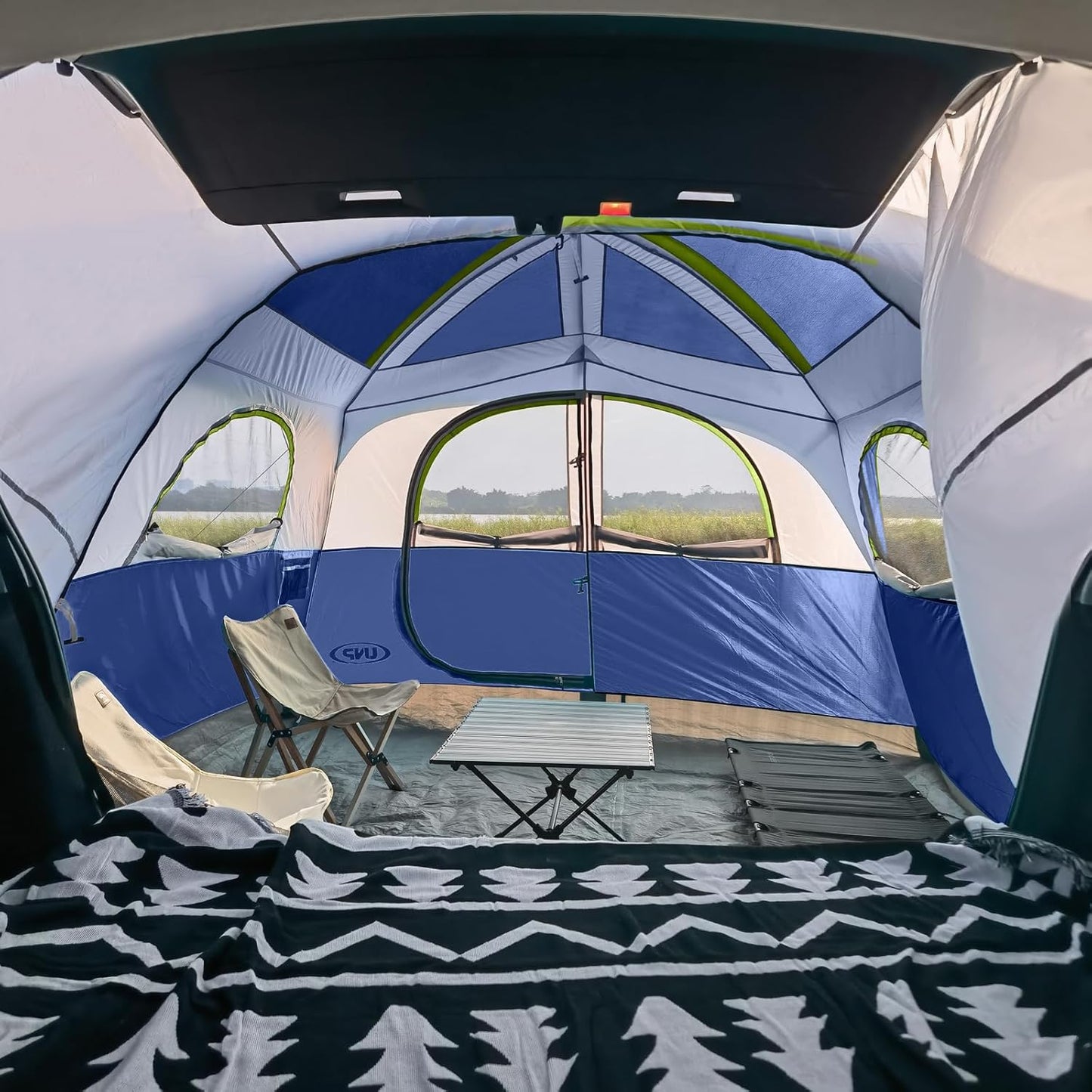 UNP SUV Tent for Camping, 6-Person SUV Tailgate Tent - Easy Set Up with Rainfly, 10'x9'x78in(H)