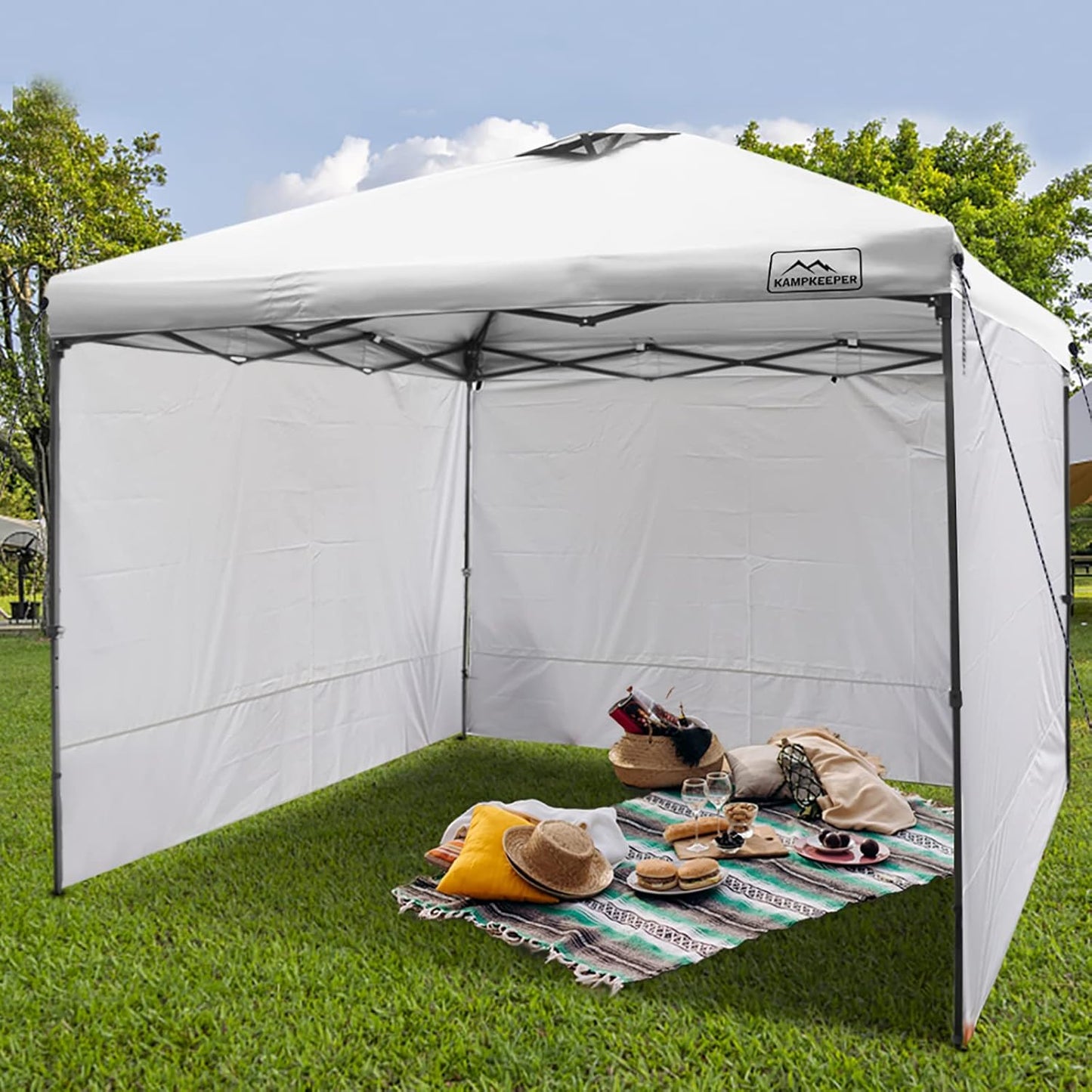 KAMPKEEPER Instant 10X10 Canopy Sidewalls with Zipper for Pop Up Canopy Frame, 3Pack Sunwalls fit 10' Outdoor Canopies with Straight Leg (White)