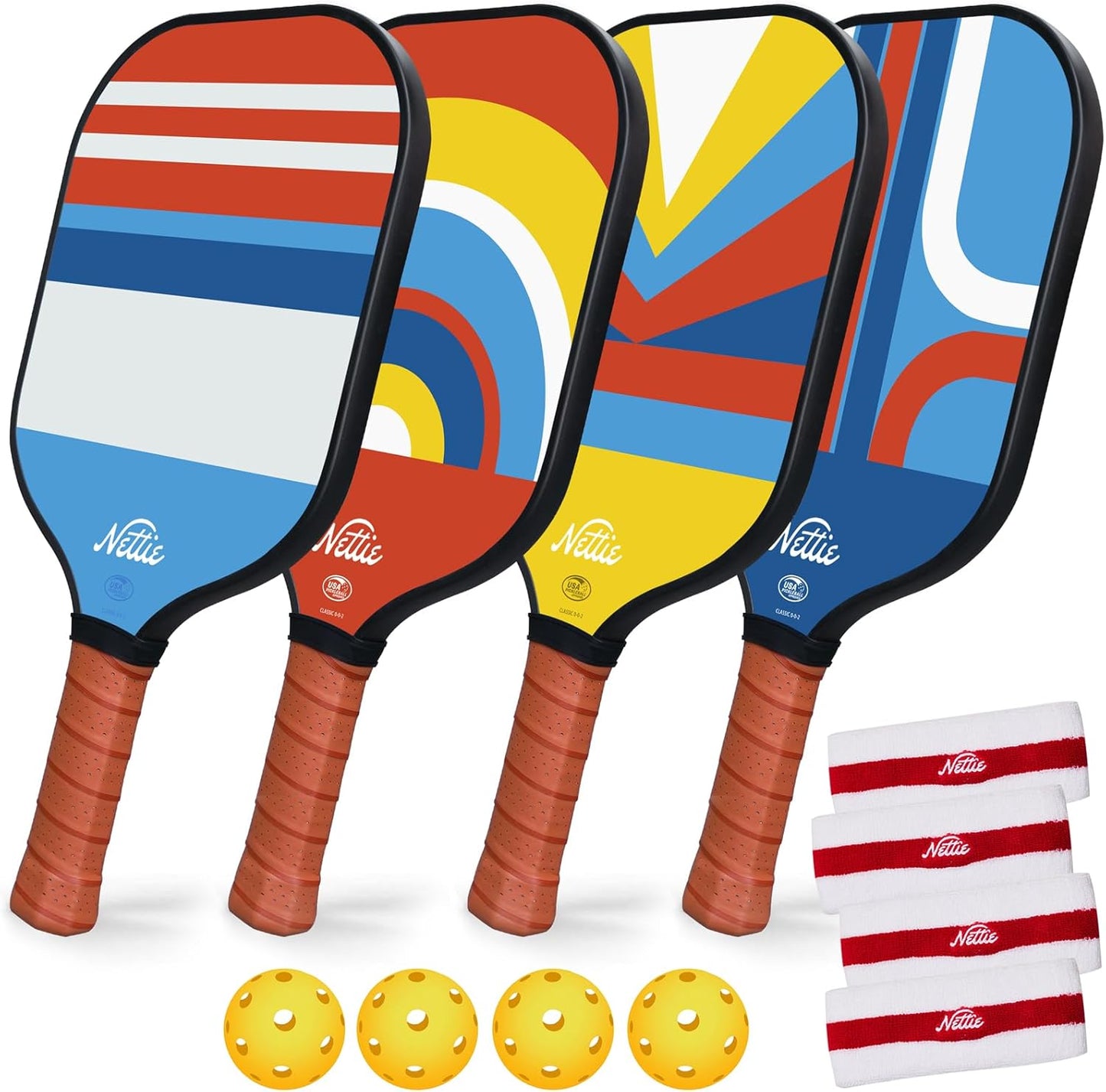 Pickleball Paddles Set of 1/2/4, USAPA Approved Stylish Carbon Fiber Pickleball Paddle with 13mm Polymer Honeycomb Core - Vibrant & Lightweight Pickleball Set for Women Beginners