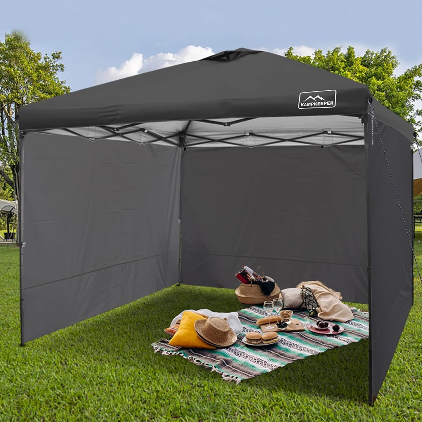KAMPKEEPER Instant 10X10 Canopy Sidewalls with Zipper for Pop Up Canopy Frame, 3Pack Sunwalls fit 10' Outdoor Canopies with Straight Leg (Black)
