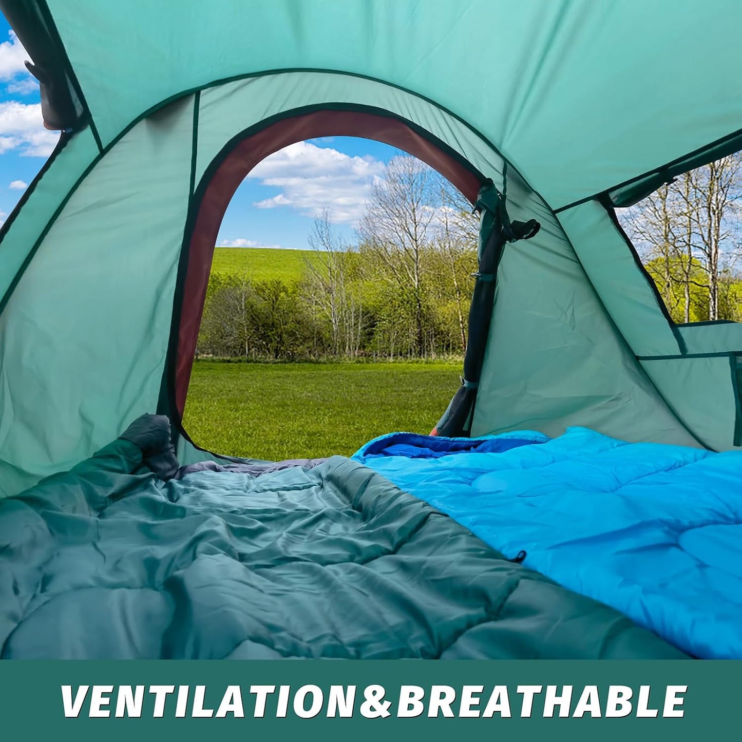 Pop-up Tent,2 Person Camping Tent,Instant Portable Beach Tent,Easy Pop Up Shade Tents 2 Doors for Camping Hiking & Traveling with Carrying Bag
