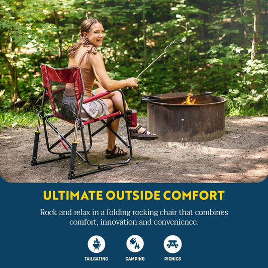 UNP OUTDOOR Freestyle Rocker Outdoor Rocking Chair with Beverage Holder