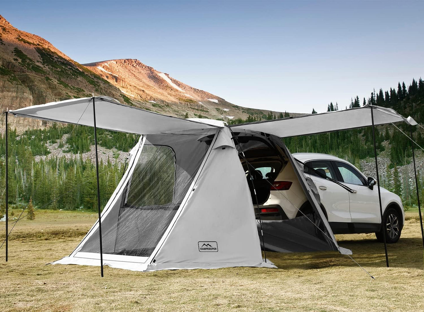 KAMPKEEPER SUV Car Tent, Tailgate Shade Awning Tent for Camping, Vehicle Camping Tents Outdoor Travel (Khaki)