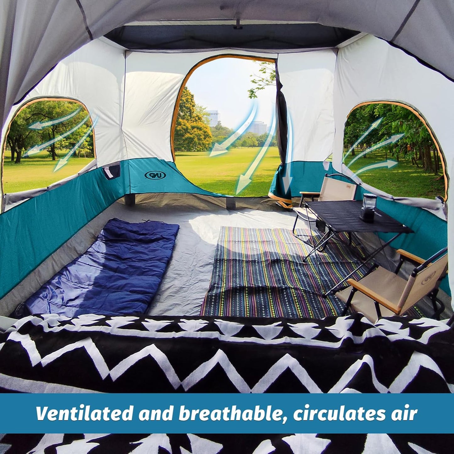 UNP SUV Tent Camping Cube for 10'x10' Pop Up Canopy - Tailgate Tent Vented Roof - Cabin Tents for 4-6 Person Car Camping - Ocean Blue (Frame/Shelter Awning NOT Included)