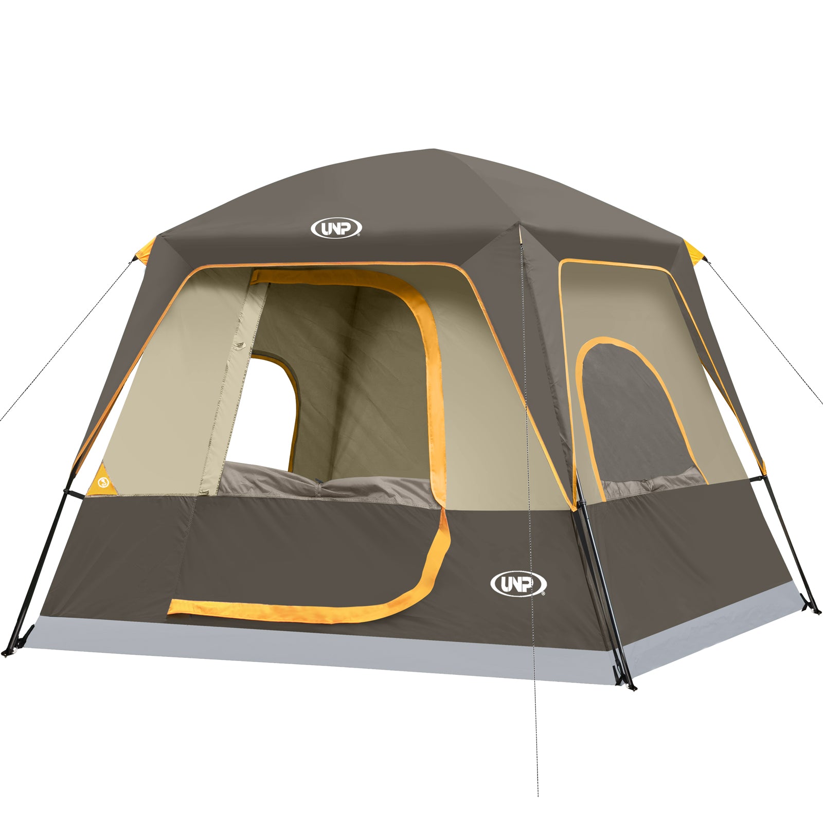 4 Person Family Camping Tent, Waterproof Brown