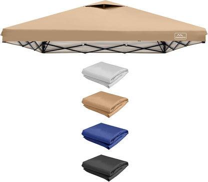 KAMPKEEPER 10x10 Replacement Top Pop Up Canopy Tent Top Cover Roof with Air Vent and Adjustable Elastic Strap, Polyester UV Waterproof for Outdoor Garden Patio Pavilion Sun Shade(Top Only) (Khaki)