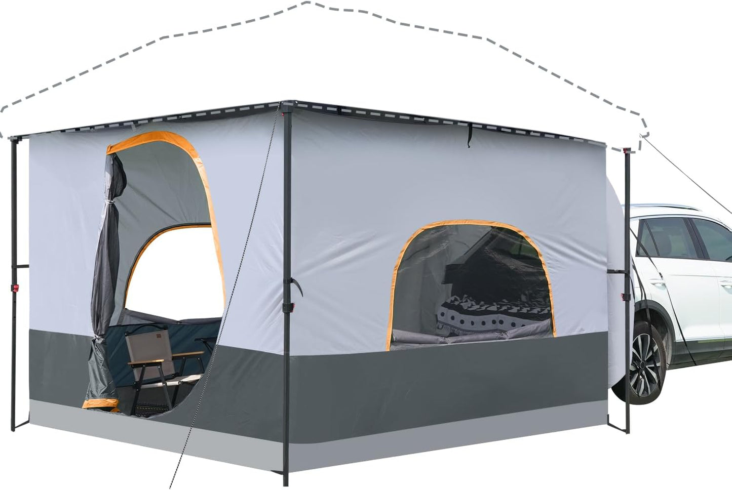 UNP Camping Cube Tent 10'x10' - Converts 10' Straight Leg Canopy into Camping Tent - Connect Jeep & SUV Tailgate - Ocean Blue (Canopy Pole/Shelter NOT Included)