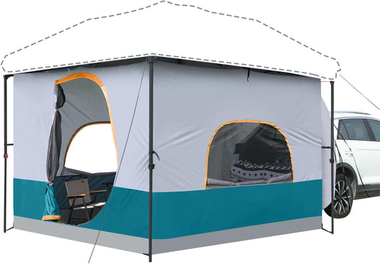 UNP Camping Cube Tent 10'x10' - Converts 10' Straight Leg Canopy into Camping Tent - Connect Jeep & SUV Tailgate - Ocean Blue (Canopy Pole/Shelter NOT Included)