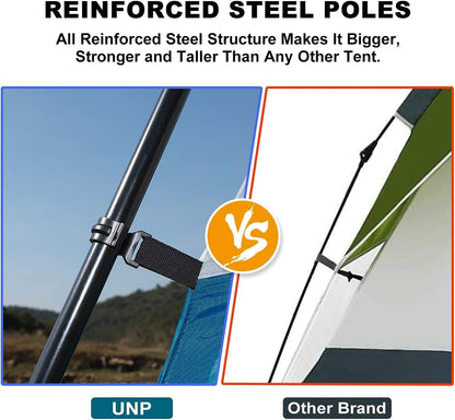 UNP Tents 6 Person Waterproof Windproof Easy Setup,Double Layer Family Camping Tent with 1 Mesh Door & 5 Large Mesh Windows -10'X9'X78in(H)