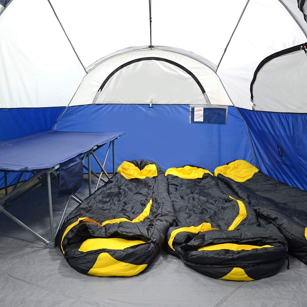 CAMPROS CP Tent-12-Person-Camping-Tents, Waterproof Windproof Family Tent with Top Rainfly, 6 Large Mesh Windows, Double Layer, Easy Set Up, Portable with Carry Bag