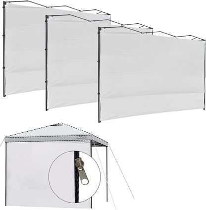 KAMPKEEPER Instant 10X10 Canopy Sidewalls with Zipper for Pop Up Canopy Frame, 3Pack Sunwalls fit 10' Outdoor Canopies with Straight Leg (White)