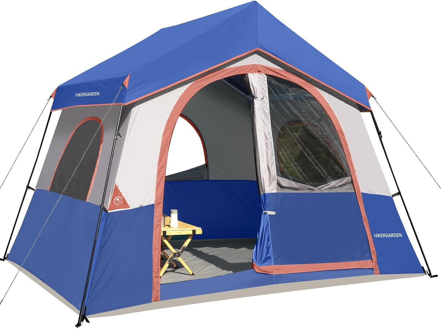 HIKERGARDEN Campingzelt für 5–8 Personen – Firstzelte Tragbares Familien-Kabinenzelt für Camp, winddichtes Stoff-Campingzelt im Freien für Wandern