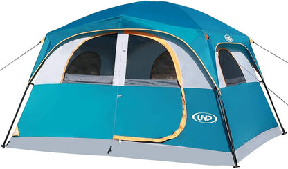 UNP Tents 6 Person Waterproof Windproof Easy Setup,Double Layer Family Camping Tent with 1 Mesh Door & 5 Large Mesh Windows -10'X9'X78in(H)
