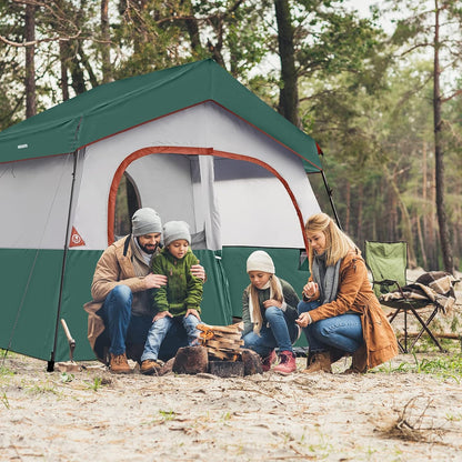 HIKERGARDEN Campingzelt für 5–8 Personen – Firstzelte Tragbares Familien-Kabinenzelt für Camp, winddichtes Stoff-Campingzelt im Freien für Wandern