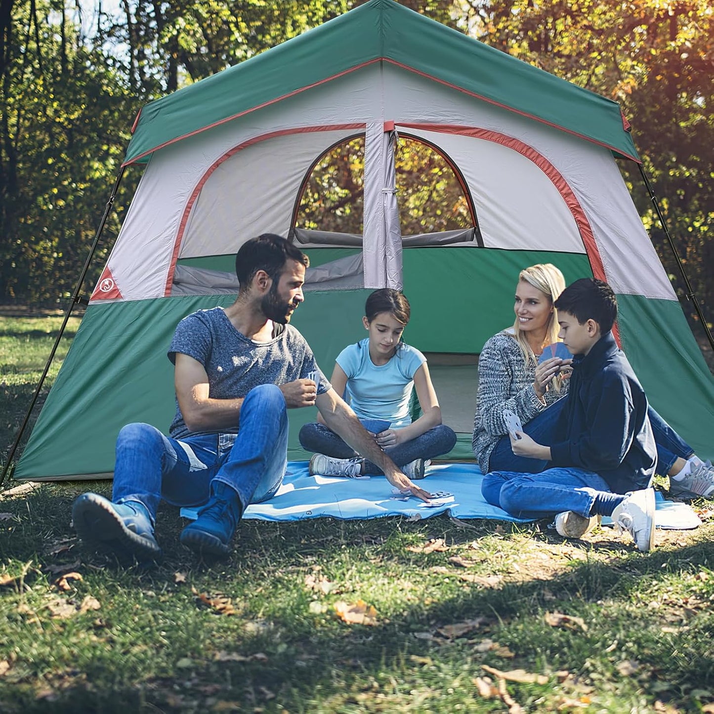 HIKERGARDEN Campingzelt für 5–8 Personen – Firstzelte Tragbares Familien-Kabinenzelt für Camp, winddichtes Stoff-Campingzelt im Freien für Wandern