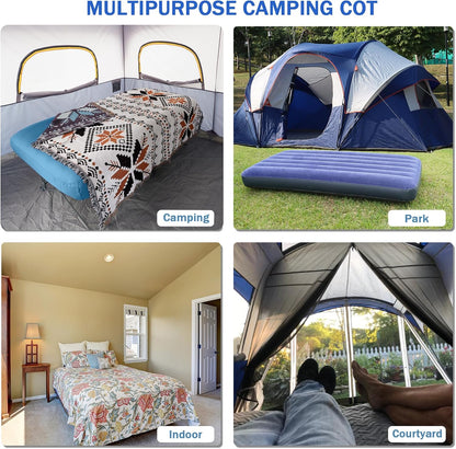 KAMPKEEPER Camping Cot,Camping Cots for Adults,Folding Camping Cot with Inflatable Air Mattress and Carry Bag,for Outdoor Travel Camp Beach Vacation (not Included The Airpump)