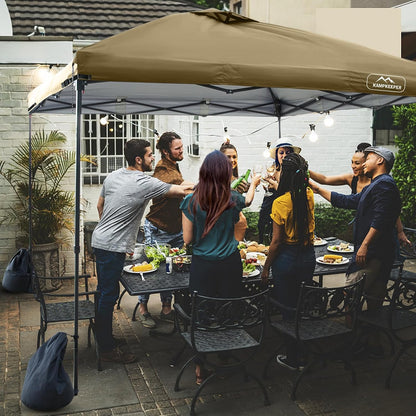 KAMPKEEPER 10x10 Replacement Top Pop Up Canopy Tent Top Cover Roof with Air Vent and Adjustable Elastic Strap, Polyester UV Waterproof for Outdoor Garden Patio Pavilion Sun Shade(Top Only) (Khaki)