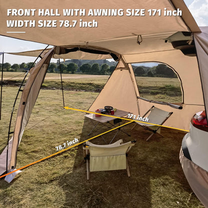 KAMPKEEPER SUV Car Tent, Tailgate Shade Awning Tent for Camping, Vehicle Camping Tents Outdoor Travel (Khaki)