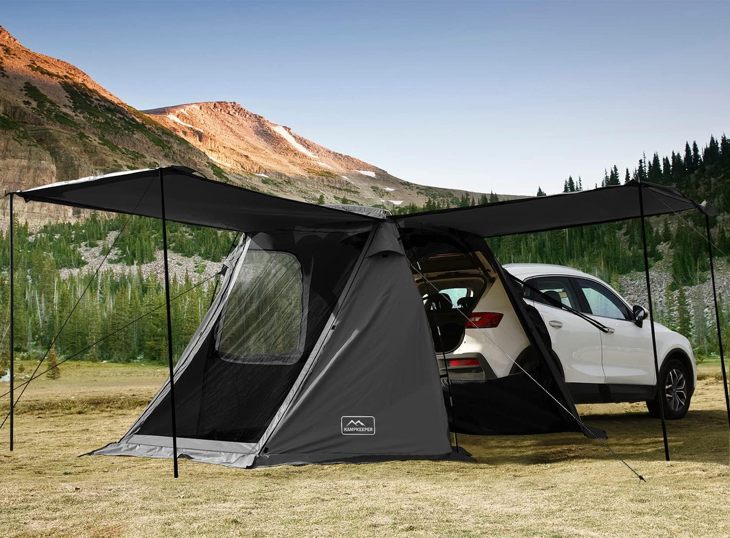 KAMPKEEPER SUV Car Tent, Tailgate Shade Awning Tent for Camping, Vehicle Camping Tents Outdoor Travel (Khaki)